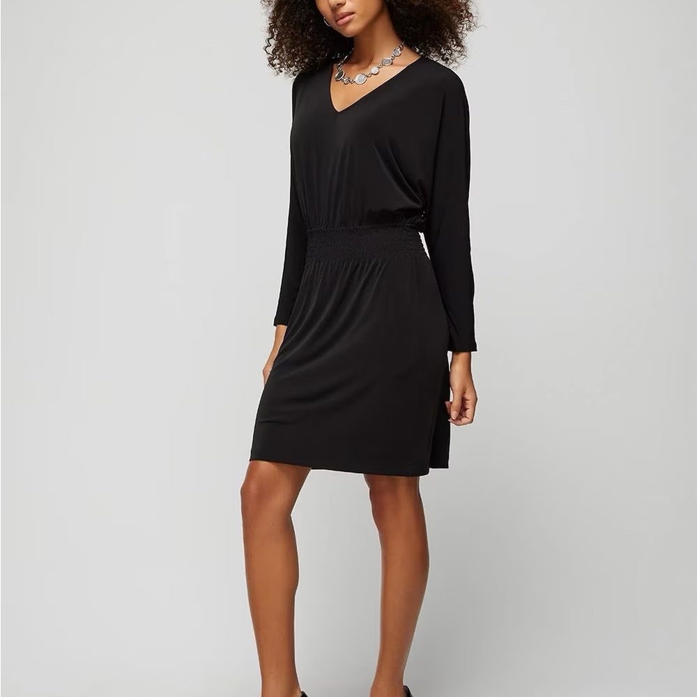 White House Black Market Long Sleeved Smocked Jersey Dolman Dress